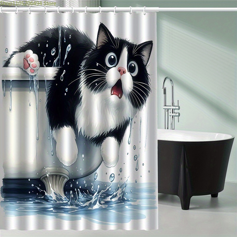 Home Bathroom Design Ideas - Funny Cat Jumping from Bathtub Shower