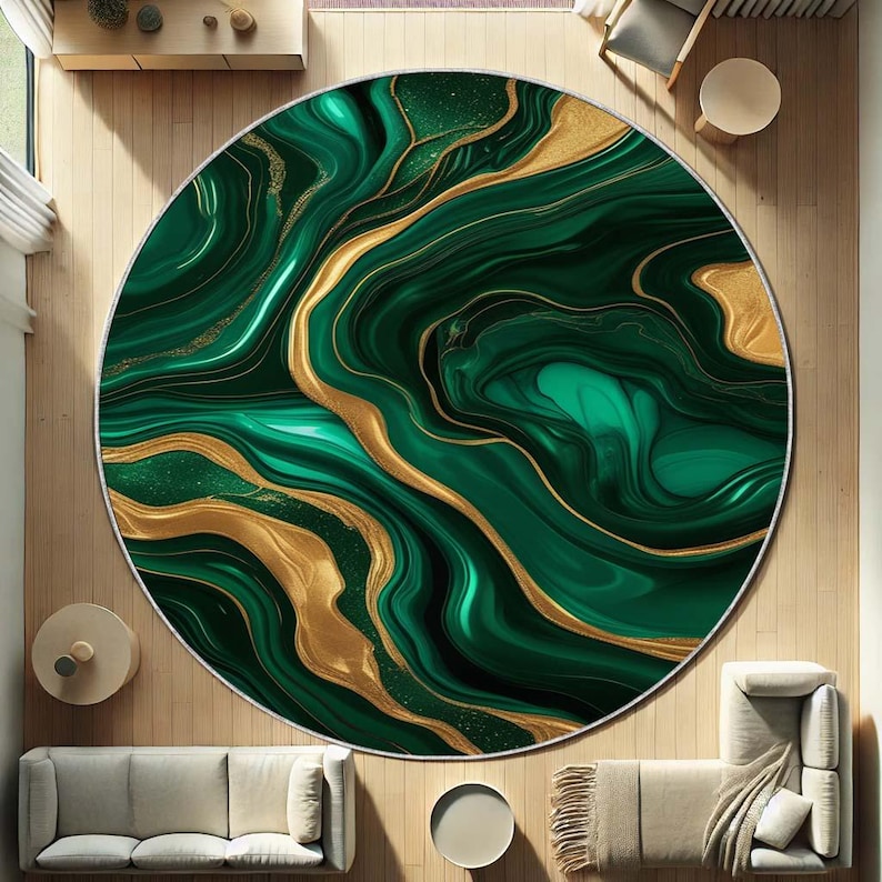 Home Bathroom Design Ideas - Emerald Moss Round Rug, Nature Green