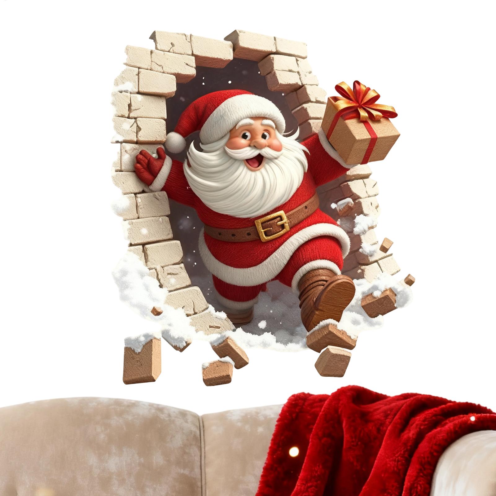 Home Bathroom Break - Santa Wall Stickers Santa Claus Breaking