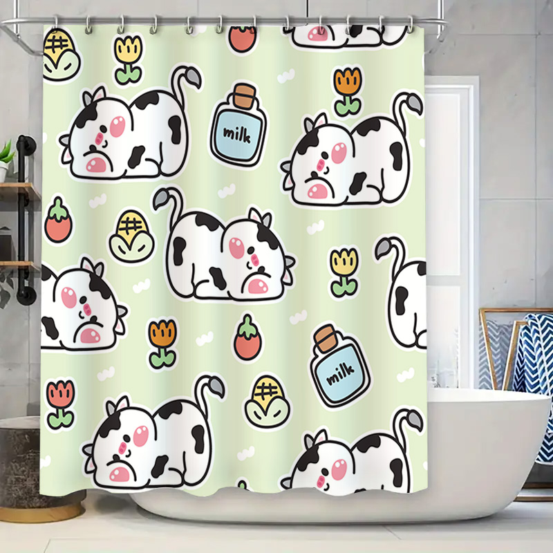 Home Bathroom Design Ideas - Adorable Cow Print Shower Curtain for