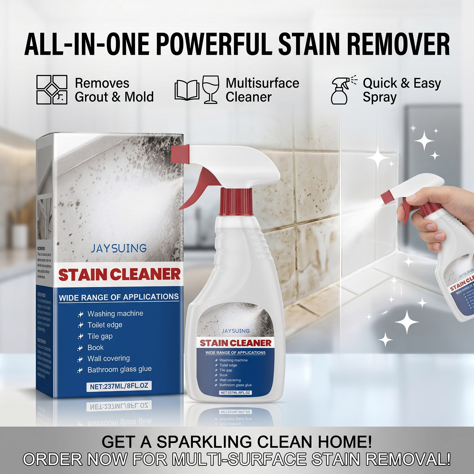 Home Bathroom Cleaner - Mildew Remover Wall Spray Cleaner Mildew