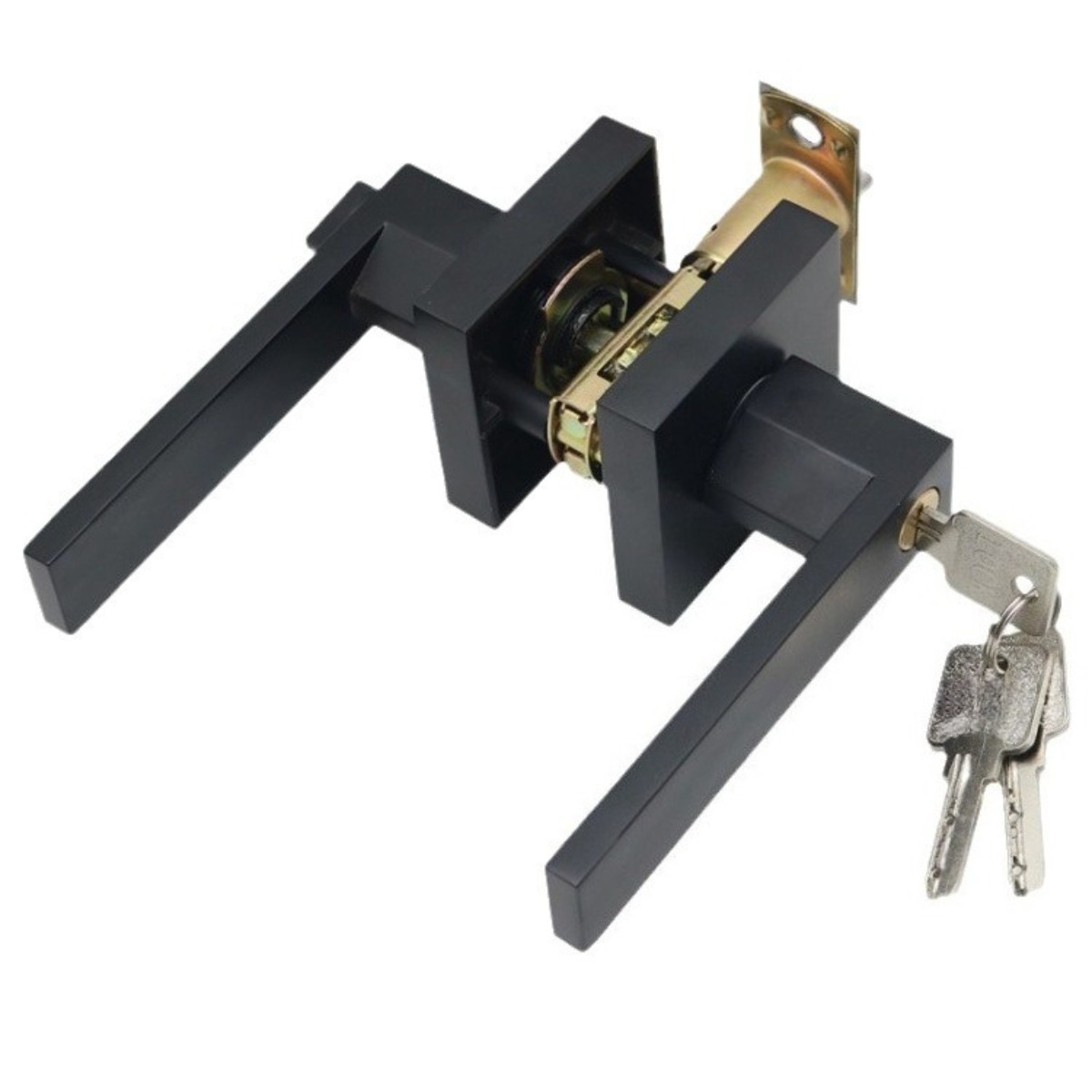 Home Bathroom Lock - Privacy Door Lock Black Lever Handle