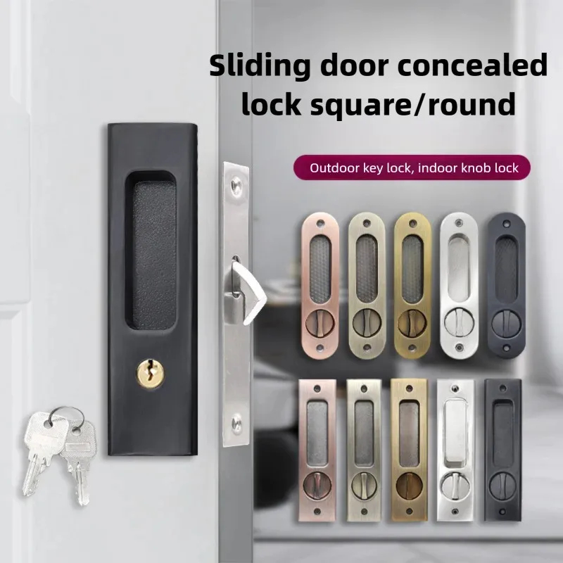 Home Bathroom Lock - Heavy-Duty Black Sliding Door Hook Lock