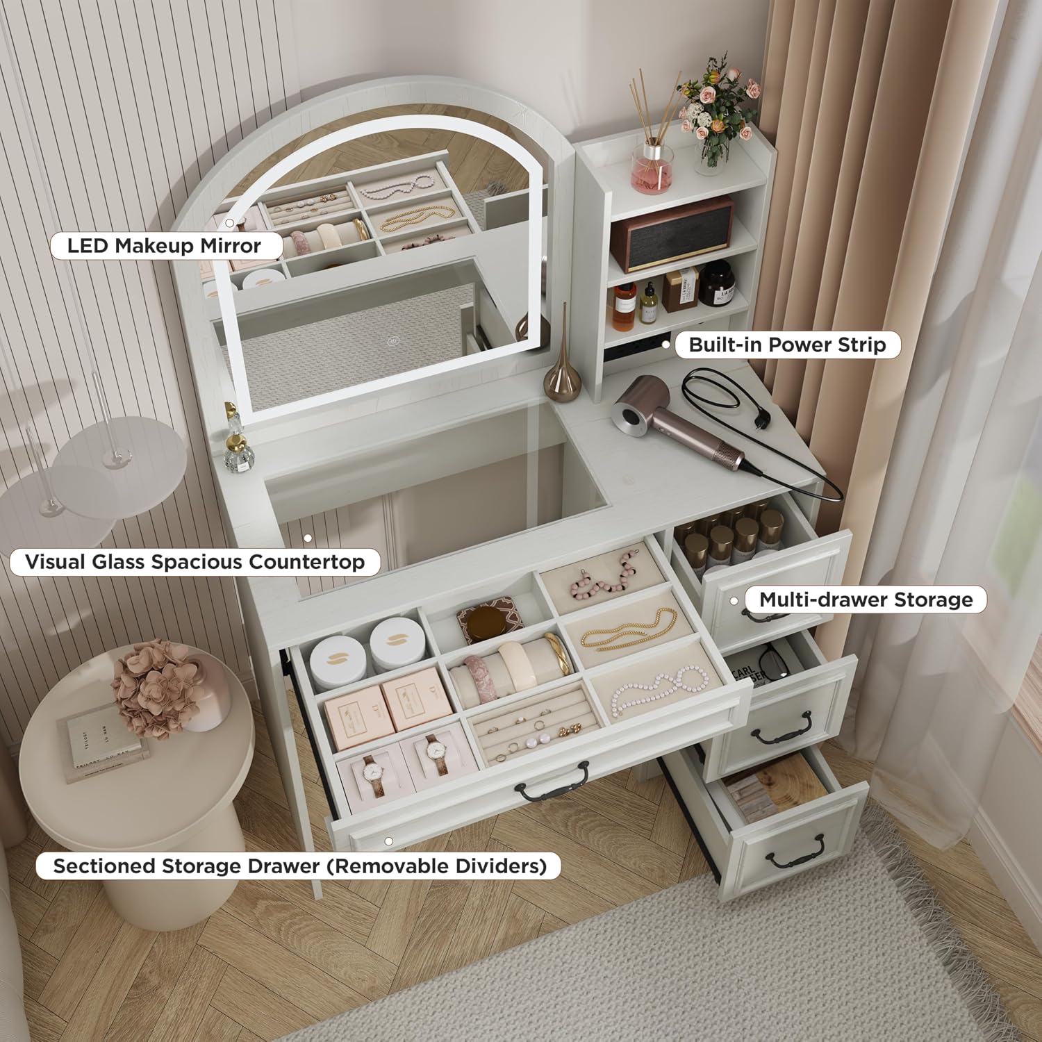 Modern Vanity Desk with Lighte - огляд і ціна Home Outlet Bathroom Mirrors