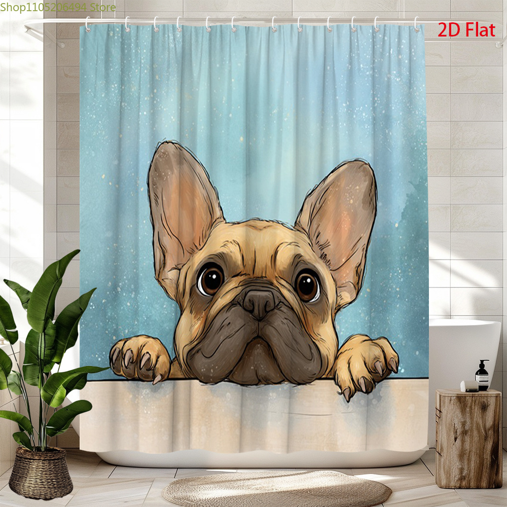 Cute French Bulldog Shower Cur - огляд і ціна Home Bathroom Design Ideas