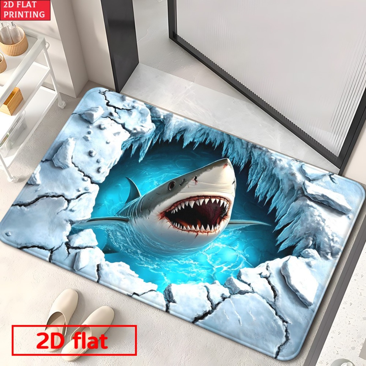 3D Shark Breaking Ice Flannel  - огляд і ціна Home Bathroom Break