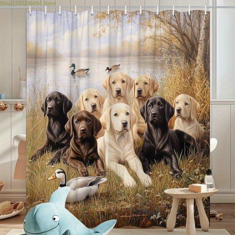 Labrador Dog Family Shower Cur - огляд і ціна Home Bathroom Design Ideas