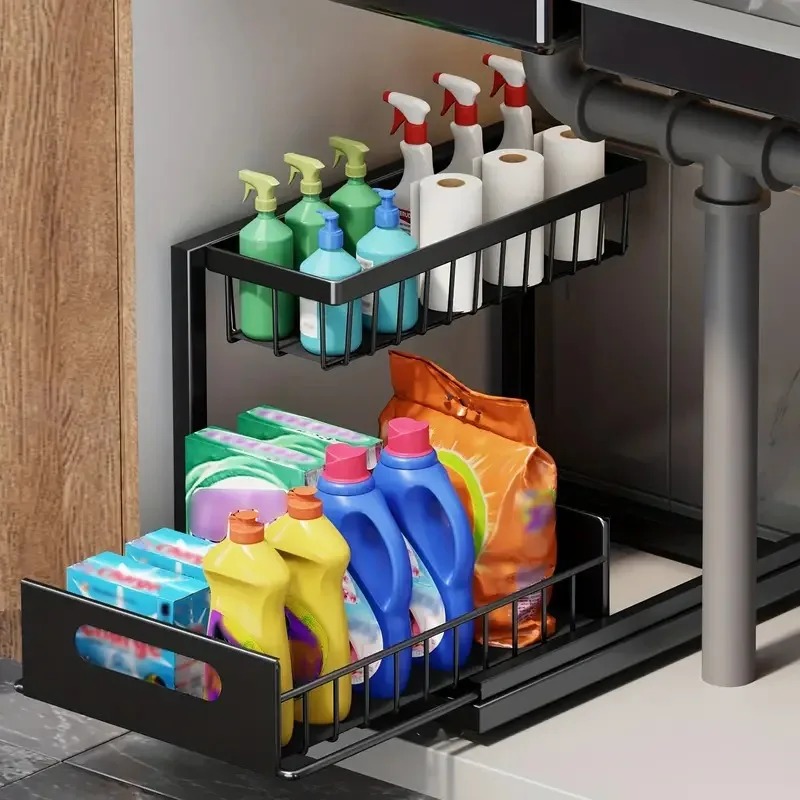 2 Tier Under Sink Organizer Pu - огляд і ціна Home Depot Bathroom Sink