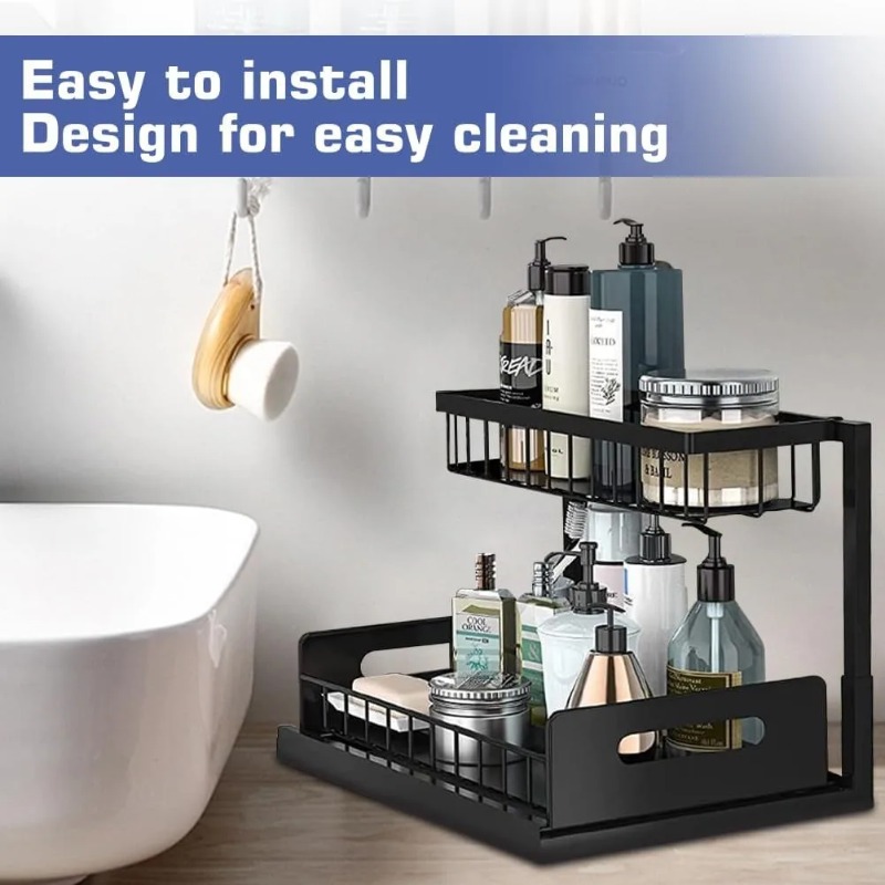2 Tier Under Sink Organizer Pu - огляд і ціна Home Depot Bathroom Sink