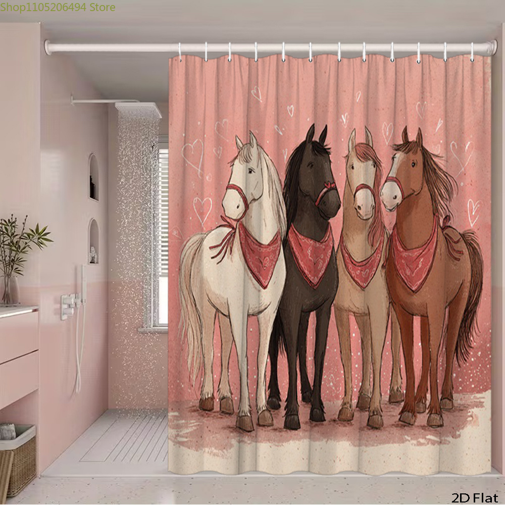 Cute Horses Shower Curtain, Ca - огляд і ціна Home Bathroom Design Ideas